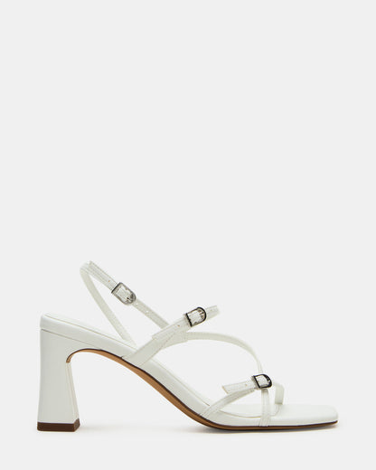 VANTAGE White Women's Square-Toe Strappy Slingback Heel | Steve Madden Premium