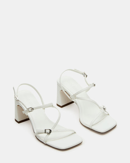 VANTAGE White Women's Square-Toe Strappy Slingback Heel | Steve Madden Premium