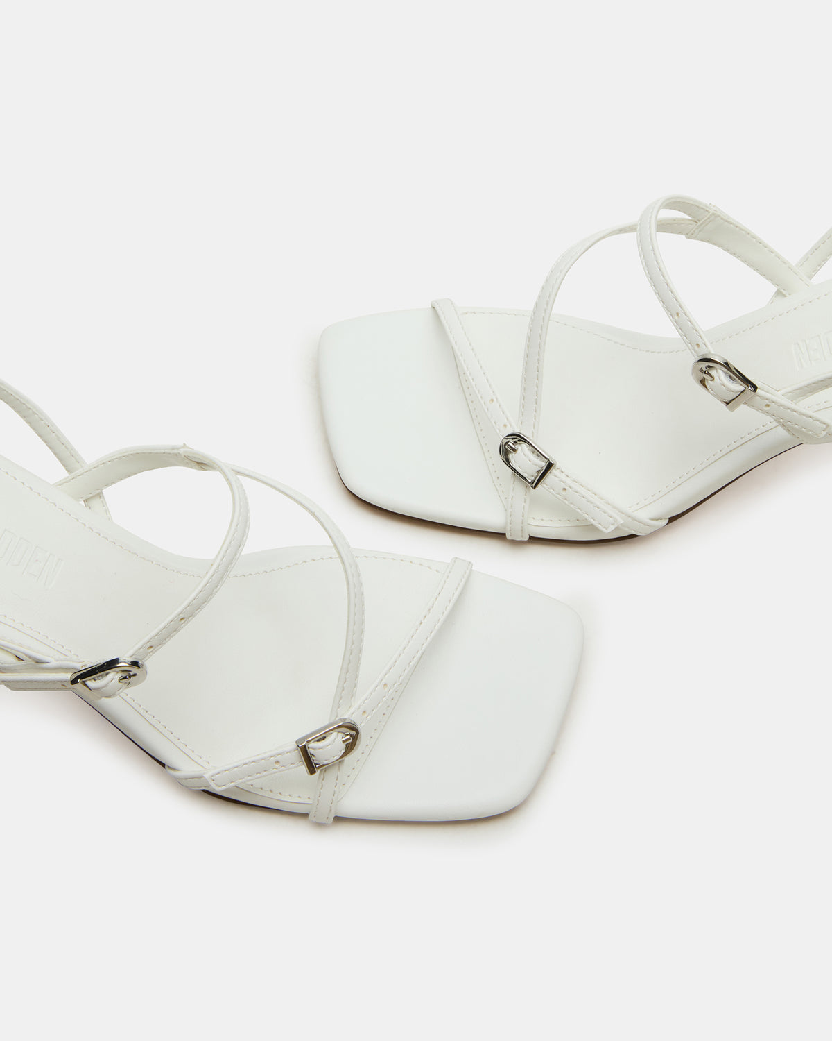 VANTAGE White Women's Square-Toe Strappy Slingback Heel | Steve Madden Premium