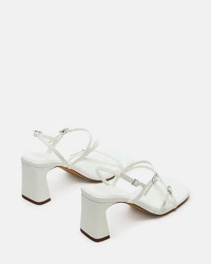 VANTAGE White Women's Square-Toe Strappy Slingback Heel | Steve Madden Premium