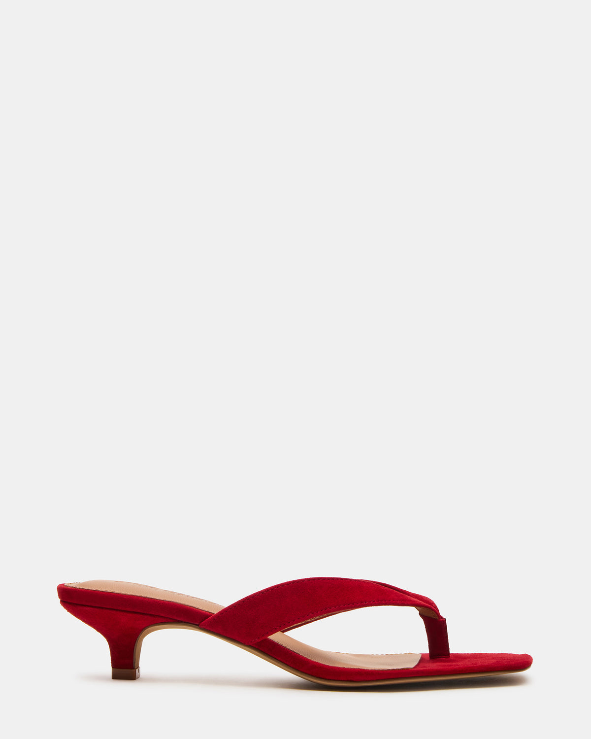 TRACIE Red Suede Thong Strap Women's Kitten Heel | Steve Madden Exclusive
