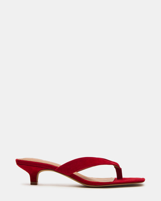 TRACIE Red Suede Thong Strap Women's Kitten Heel | Steve Madden Exclusive