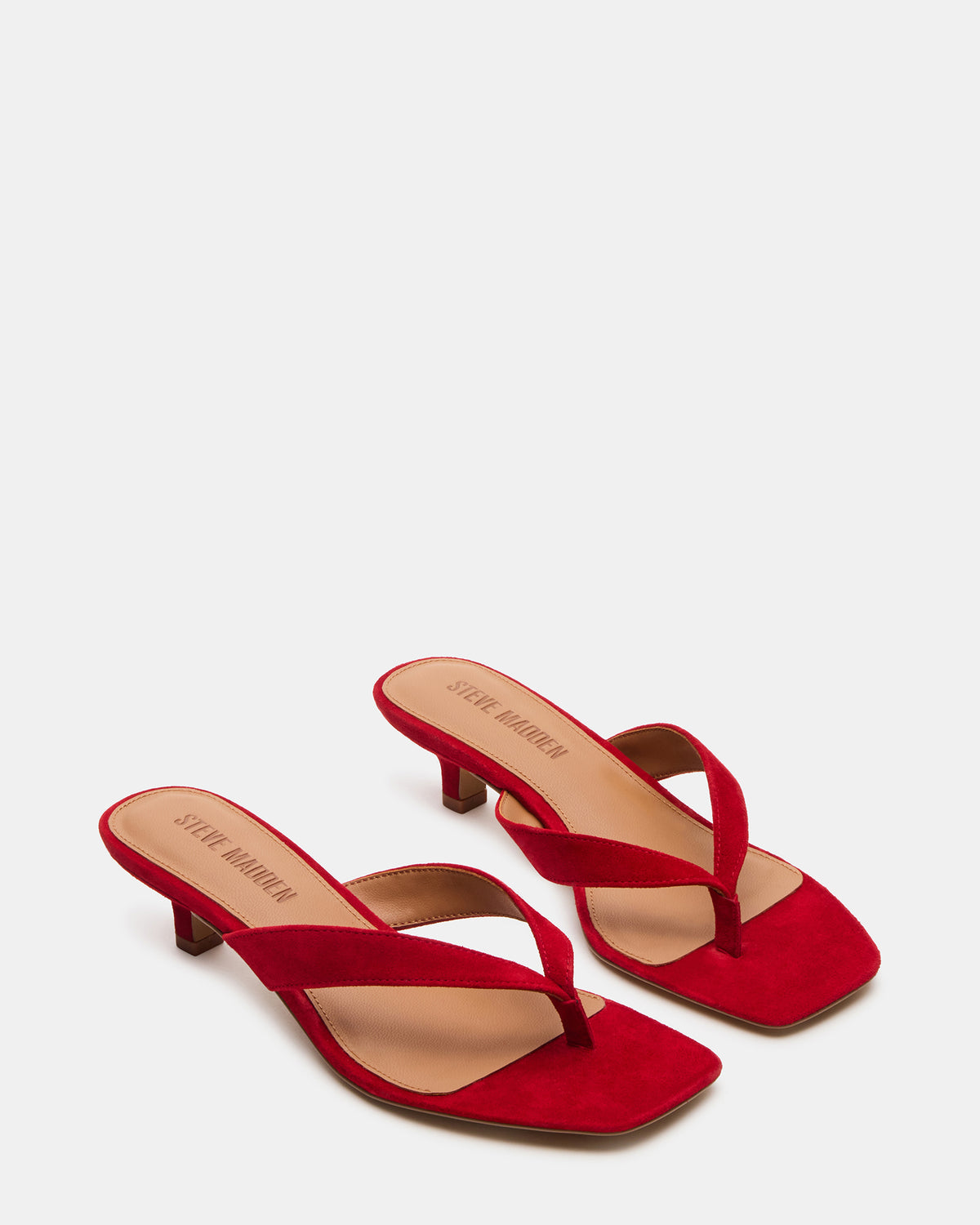 TRACIE Red Suede Thong Strap Women's Kitten Heel | Steve Madden Exclusive