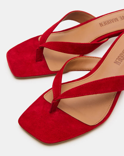 TRACIE Red Suede Thong Strap Women's Kitten Heel | Steve Madden Exclusive