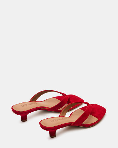 TRACIE Red Suede Thong Strap Women's Kitten Heel | Steve Madden Exclusive