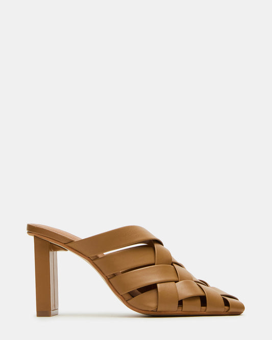 NAKITA Natural Square-Toe Woven Mule Women's Heel | Steve Madden New