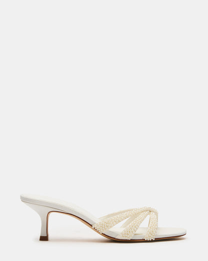 CARY Pearl Ivory Square-Toe Strappy Mule Women's Heel | Steve Madden Discount