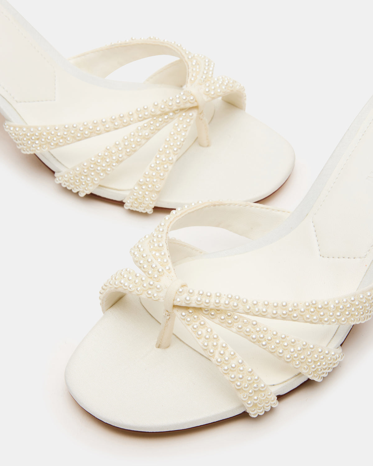 CARY Pearl Ivory Square-Toe Strappy Mule Women's Heel | Steve Madden Discount