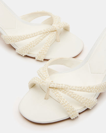 CARY Pearl Ivory Square-Toe Strappy Mule Women's Heel | Steve Madden Discount