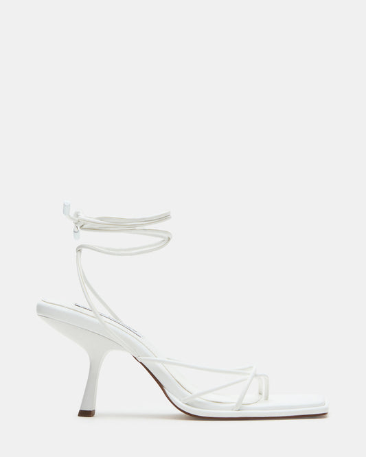 JOLENE White Strappy Lace-Up Heel | Women's Heels | Steve Madden Best Seller