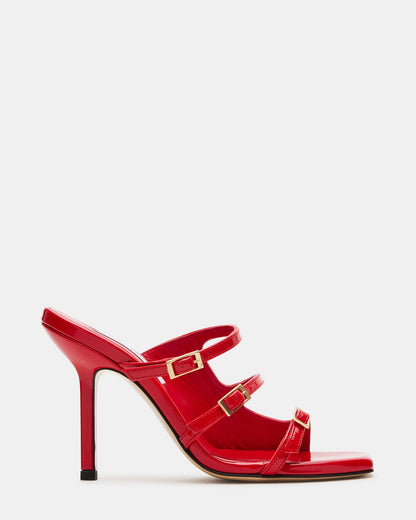 OPULENT Red Leather Square Toe Mule Heel | Women's Heels | Steve Madden Trending