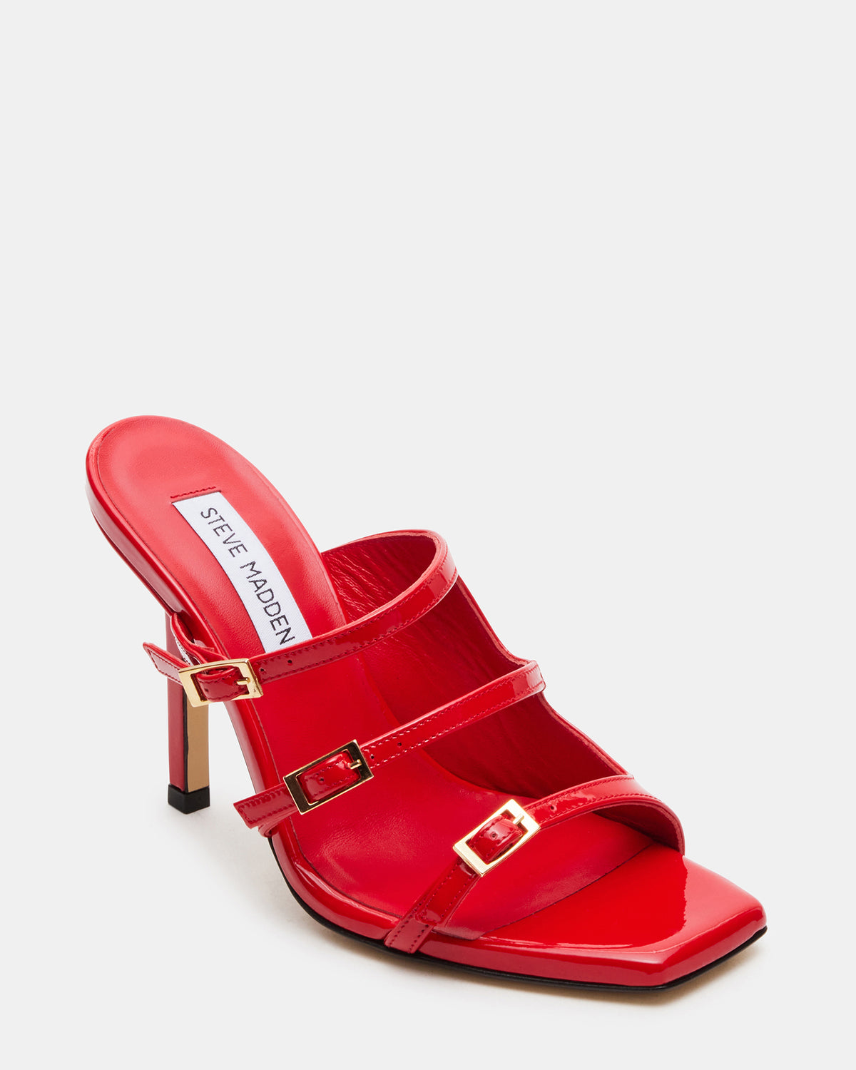 OPULENT Red Leather Square Toe Mule Heel | Women's Heels | Steve Madden Trending