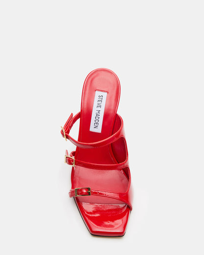 OPULENT Red Leather Square Toe Mule Heel | Women's Heels | Steve Madden Trending