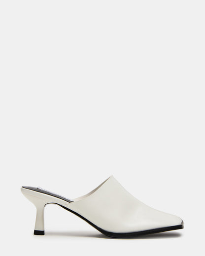 DEMPSEY White Leather Square-Toe Mule Women's Heel | Steve Madden Best Price