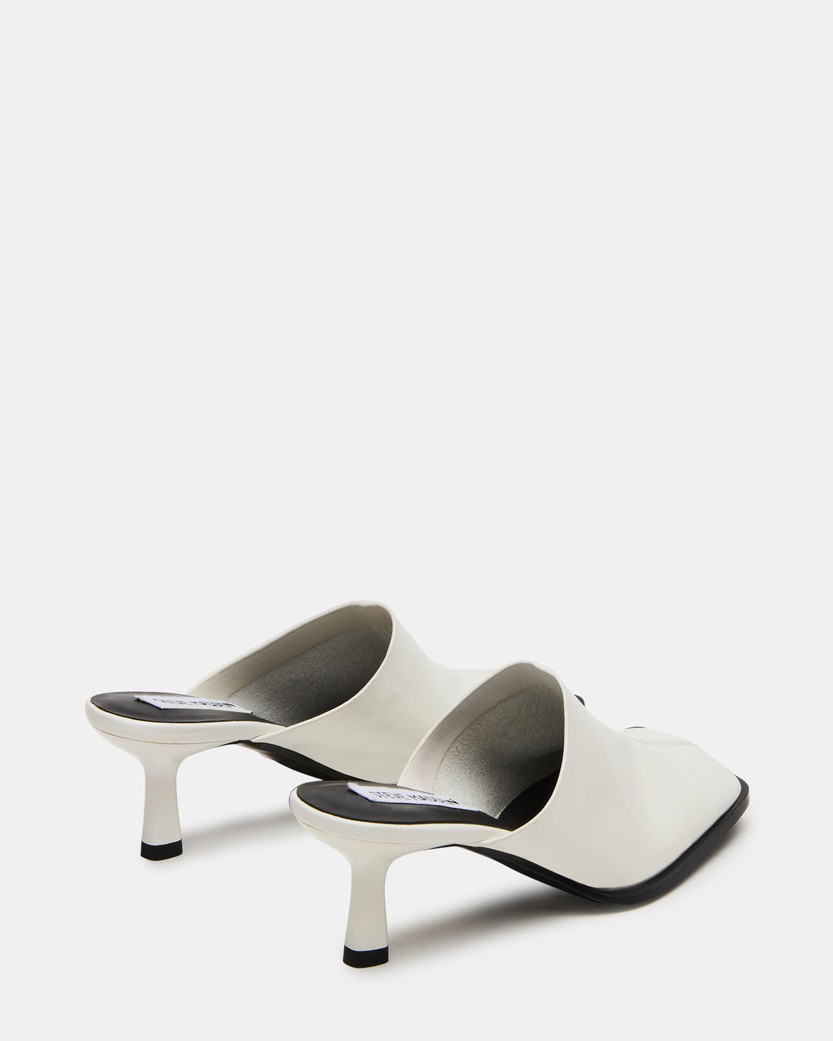 DEMPSEY White Leather Square-Toe Mule Women's Heel | Steve Madden Best Price