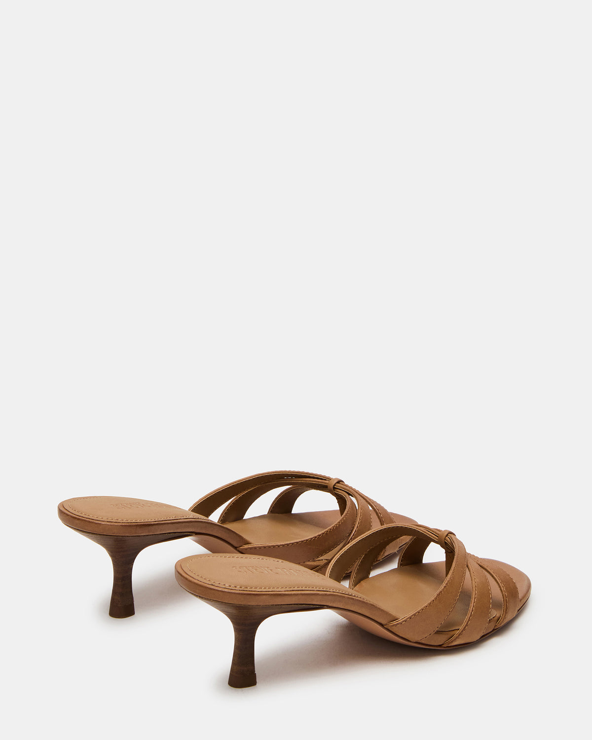 CARY Camel Leather Square-Toe Strappy Mule Women's Heel | Steve Madden Top Pick