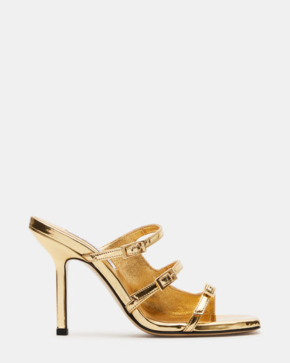 OPULENT Gold Leather Square Toe Mule Heel | Women's Heels | Steve Madden Best Price