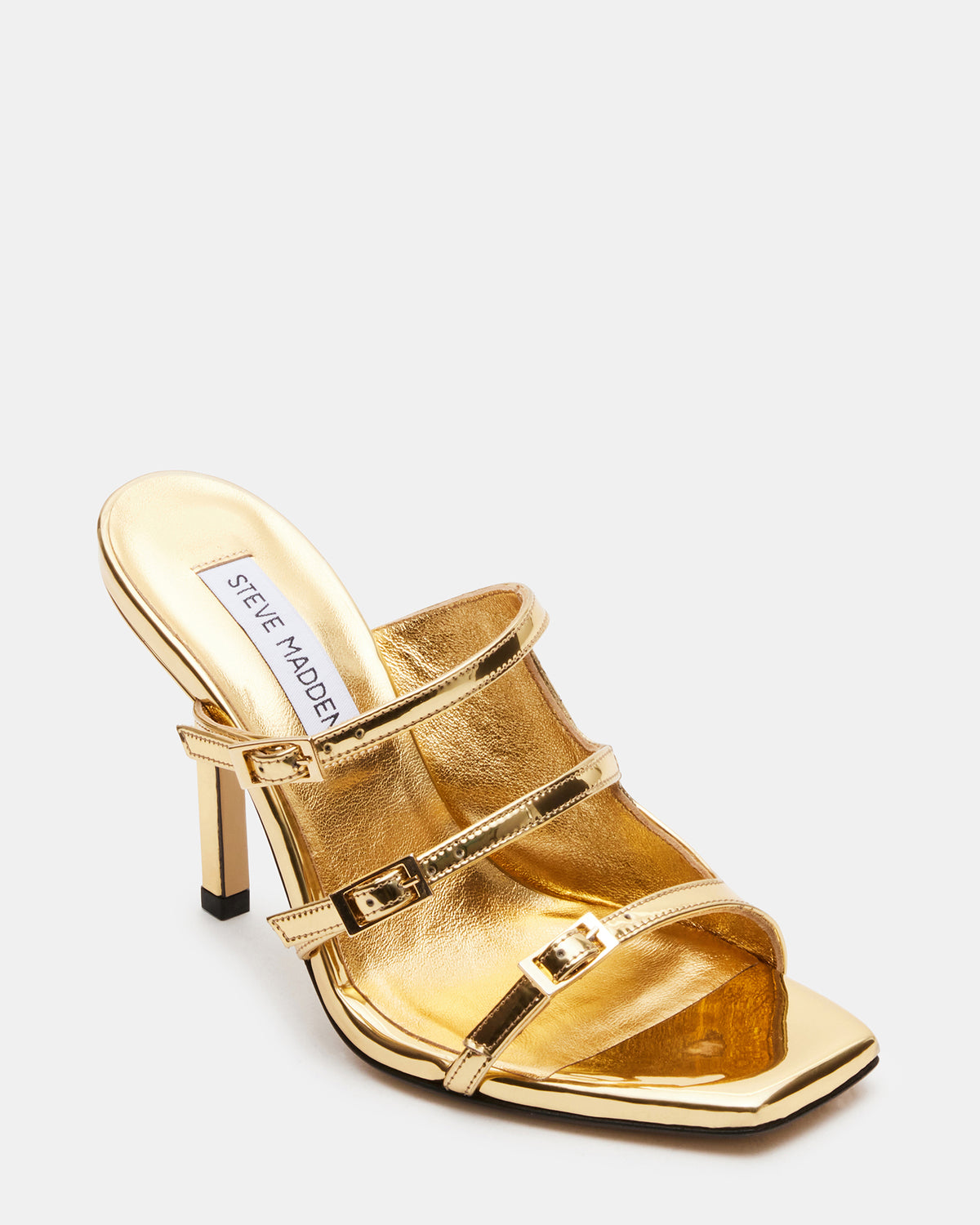 OPULENT Gold Leather Square Toe Mule Heel | Women's Heels | Steve Madden Best Price