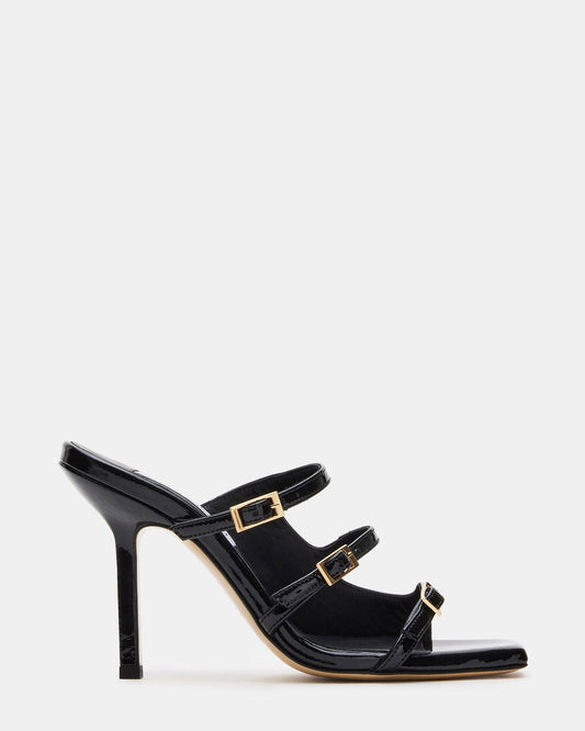 OPULENT Black Leather Square Toe Mule Heel | Women's Heels | Steve Madden Everyday