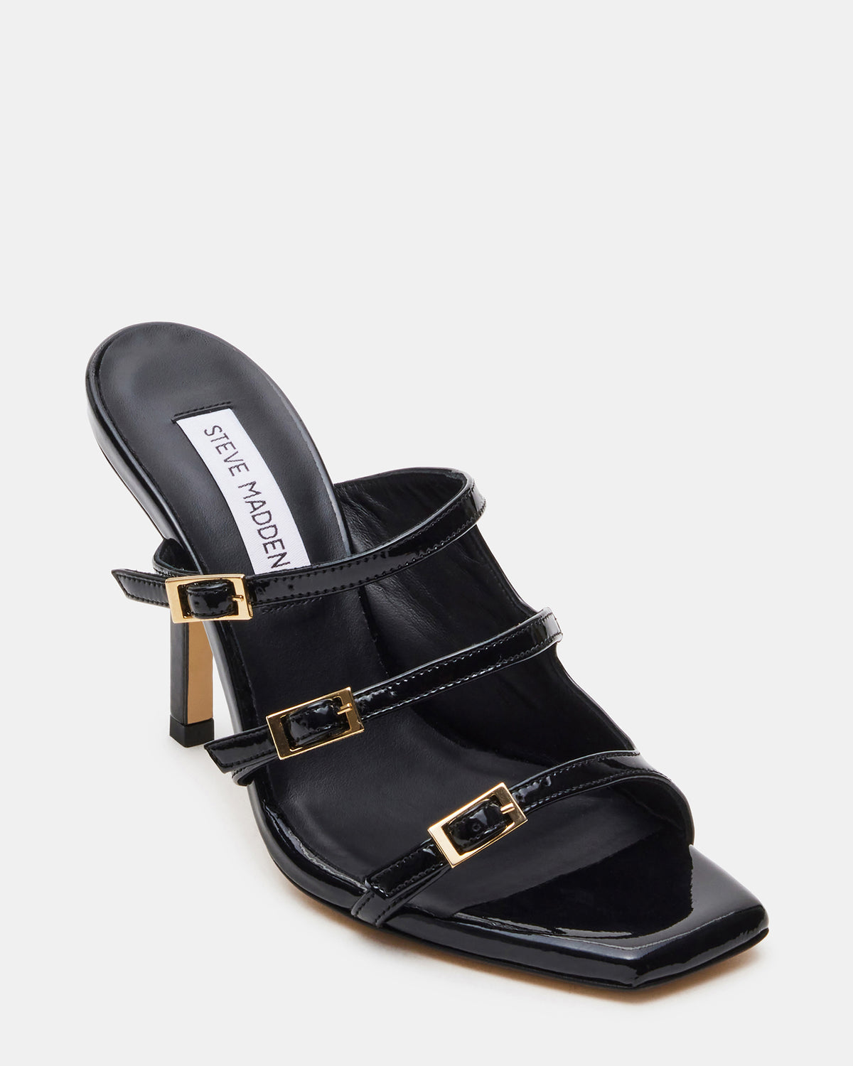 OPULENT Black Leather Square Toe Mule Heel | Women's Heels | Steve Madden Everyday
