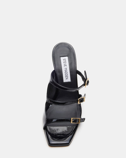 OPULENT Black Leather Square Toe Mule Heel | Women's Heels | Steve Madden Everyday