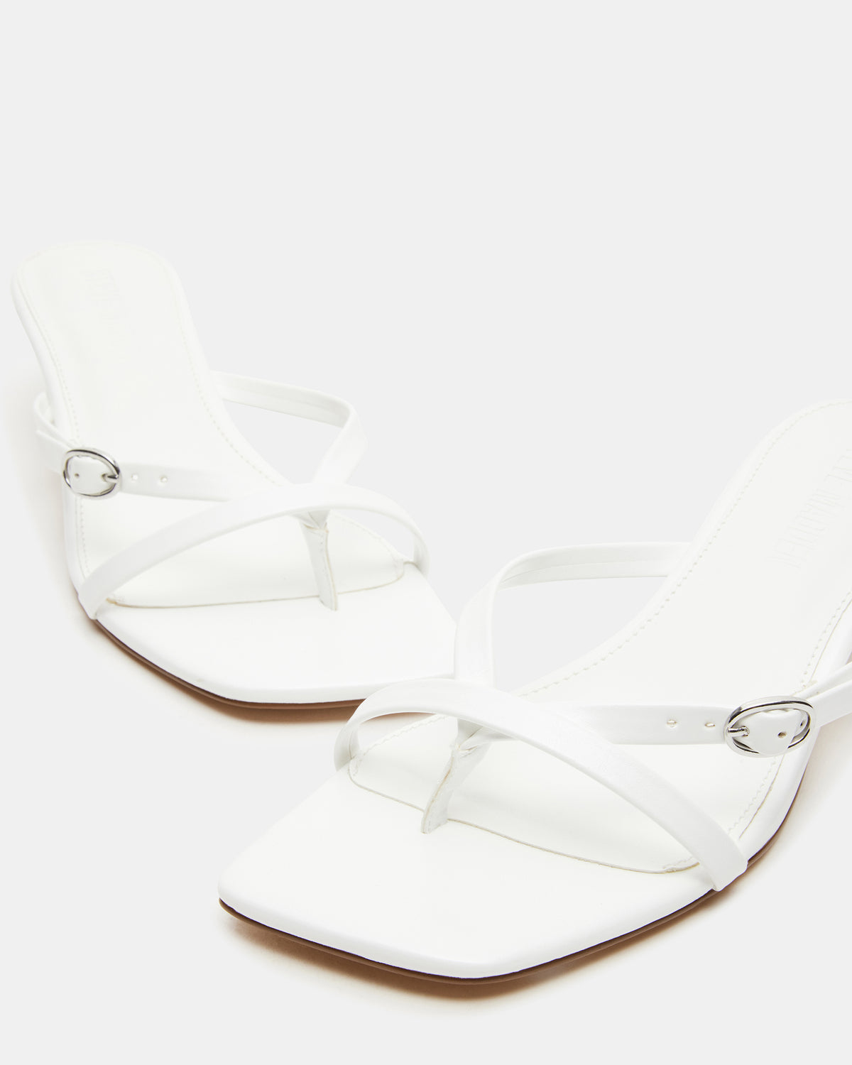 JANA White Strappy Mule Kitten Heel | Women's Heels | Steve Madden Customer Favorite