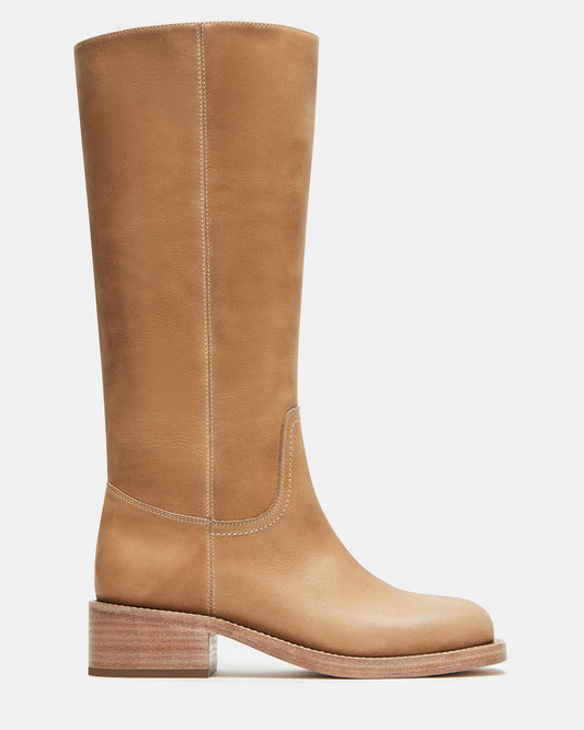 RIGGS Banana Leather Square-Toe Women's Boot | Steve Madden Trusted