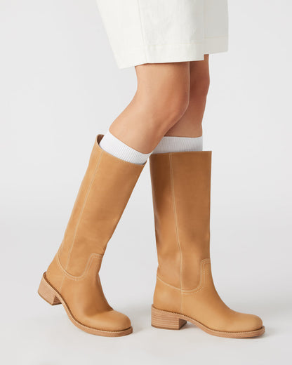 RIGGS Banana Leather Square-Toe Women's Boot | Steve Madden Trusted