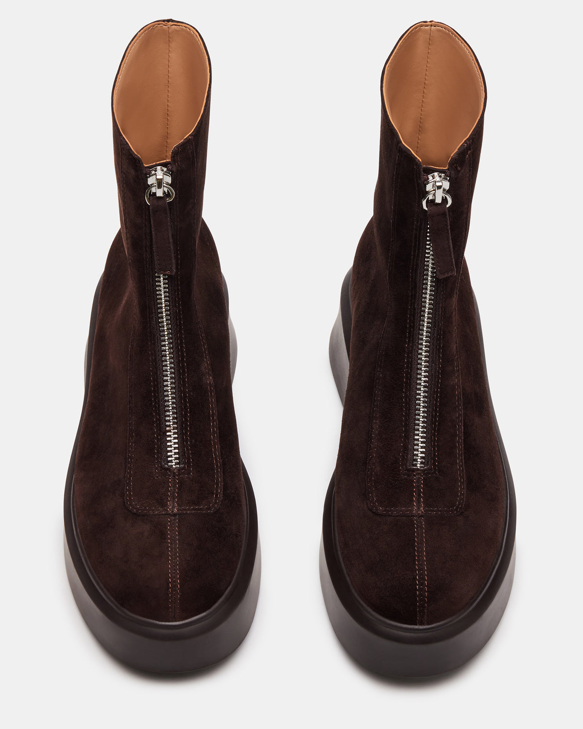 JONES Chocolate Brown Suede Zipper Lug Women's Ankle Boot | Steve Madden Trending