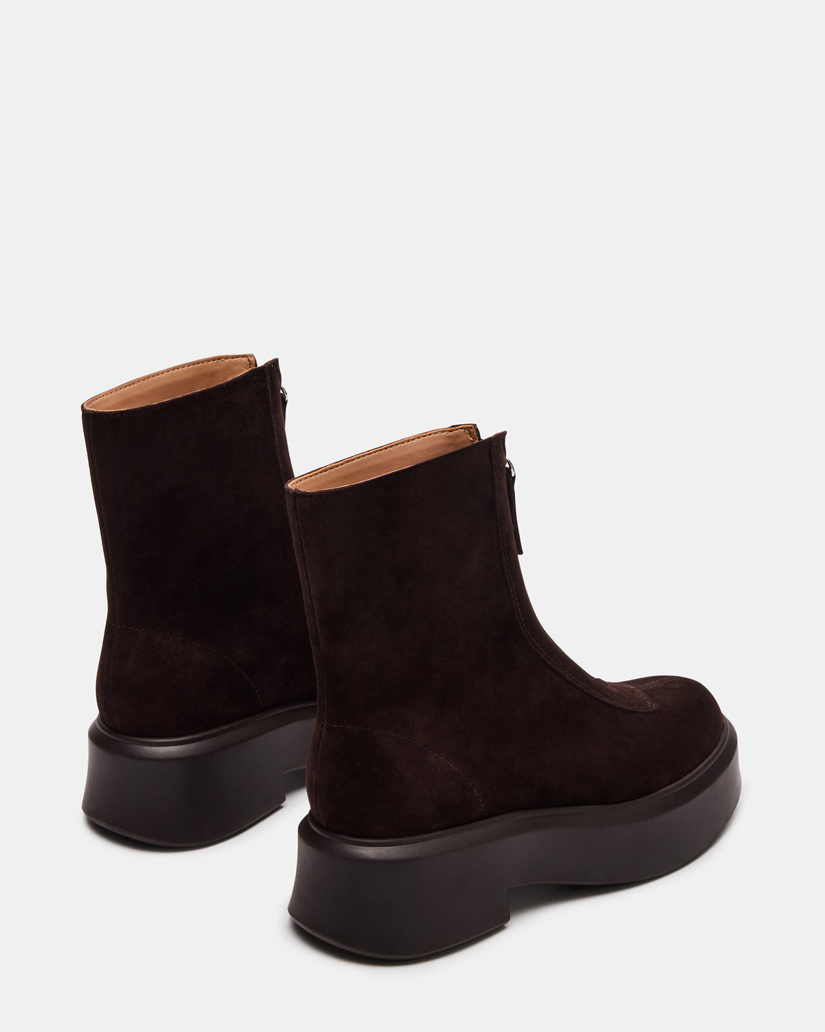 JONES Chocolate Brown Suede Zipper Lug Women's Ankle Boot | Steve Madden Trending