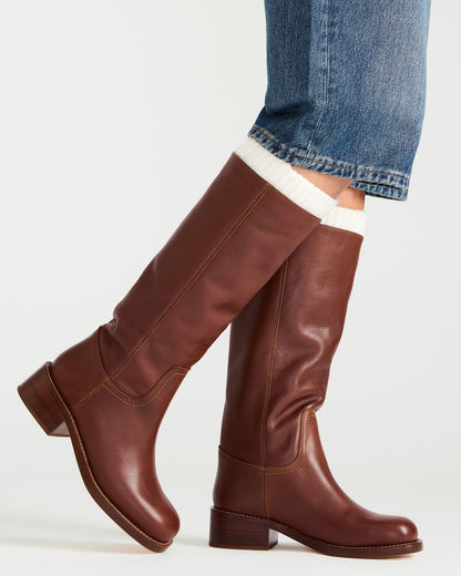 RIGGS Rust Leather Square-Toe Women's Boot | Steve Madden Smart Buy