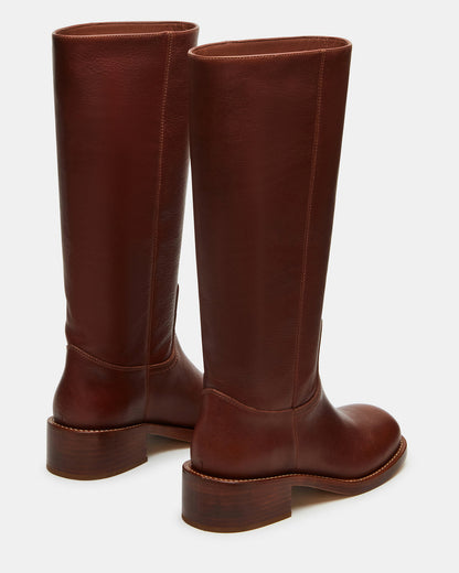 RIGGS Rust Leather Square-Toe Women's Boot | Steve Madden Smart Buy
