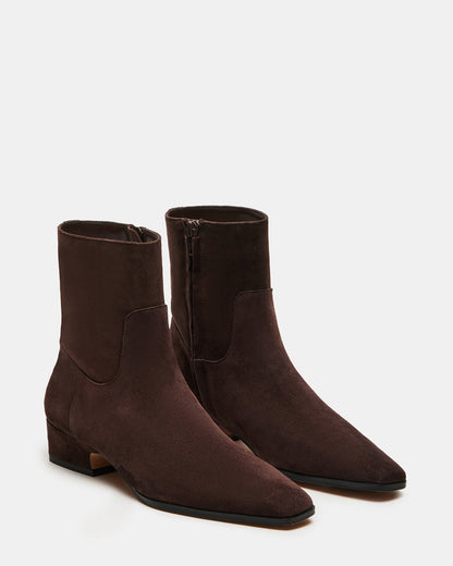 DUSTY Chocolate Brown Suede Women's Ankle Boot | Steve Madden Exclusive