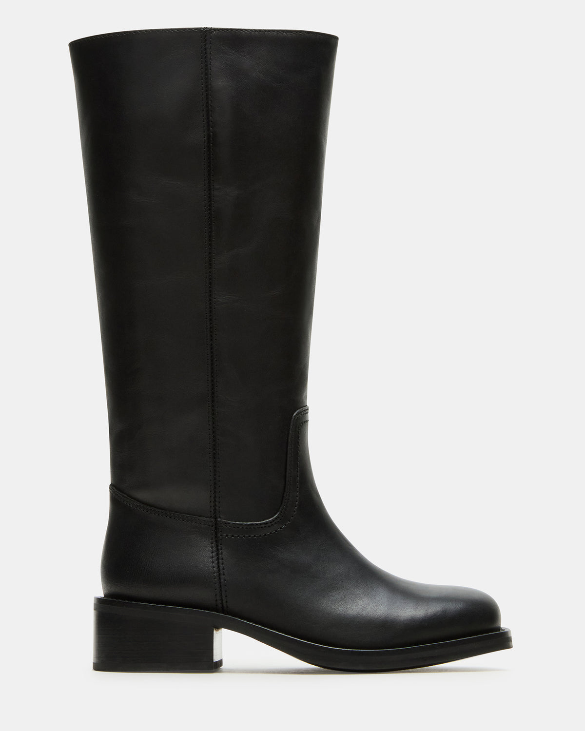 RIGGS Black Leather Wide Calf Square-Toe Women's Boot | Steve Madden Customer Favorite