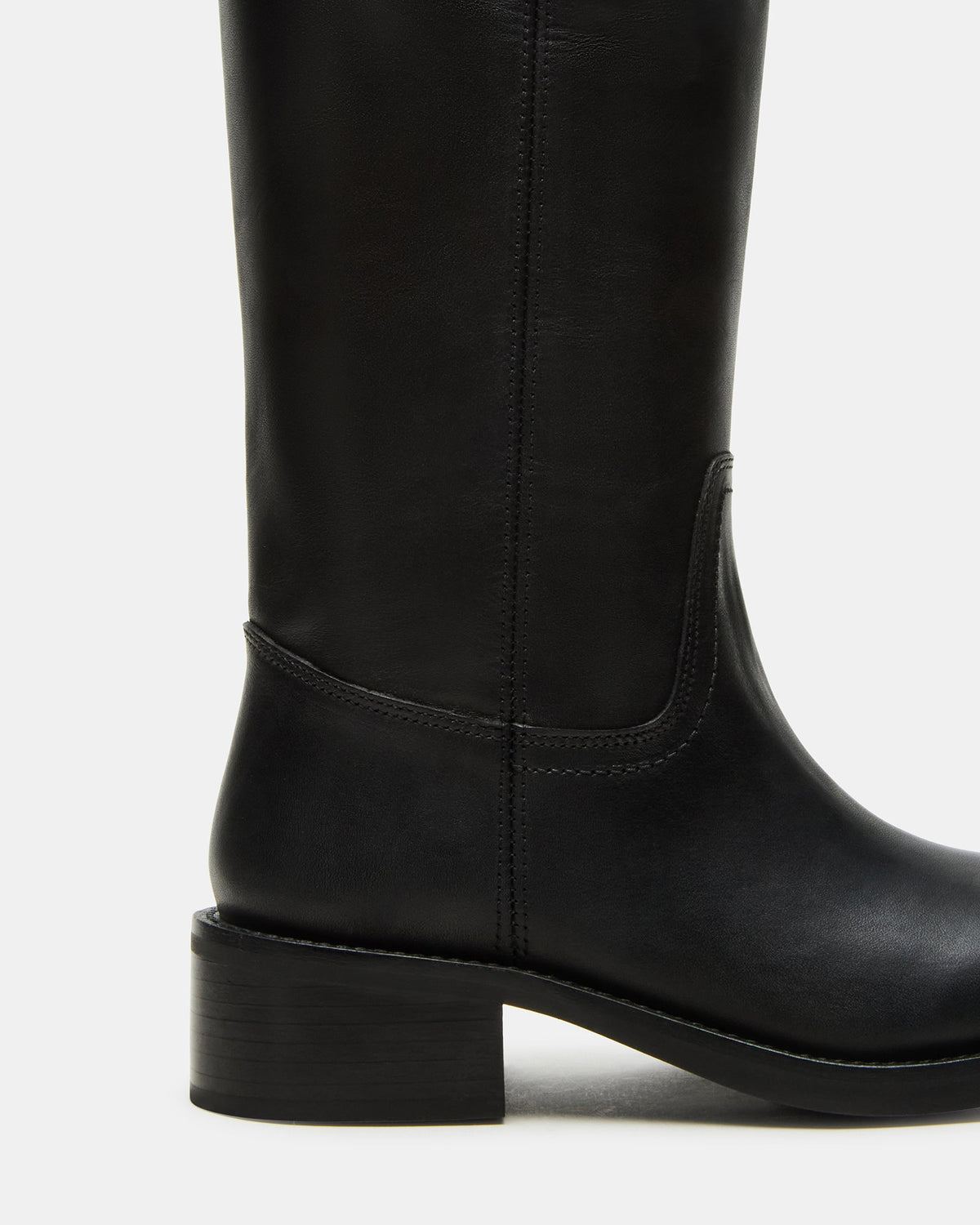 RIGGS Black Leather Wide Calf Square-Toe Women's Boot | Steve Madden Customer Favorite