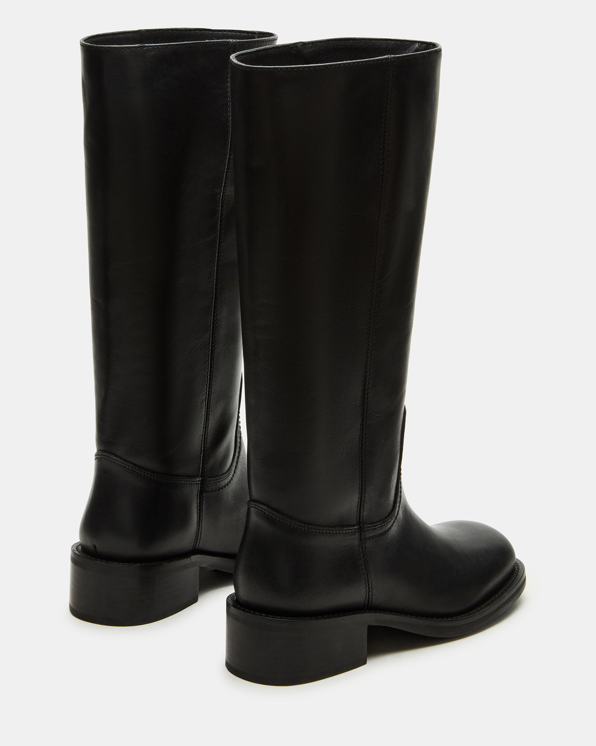 RIGGS Black Leather Wide Calf Square-Toe Women's Boot | Steve Madden Customer Favorite
