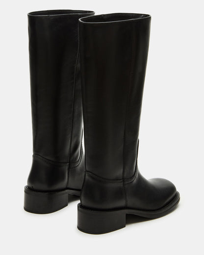 RIGGS Black Leather Wide Calf Square-Toe Women's Boot | Steve Madden Customer Favorite