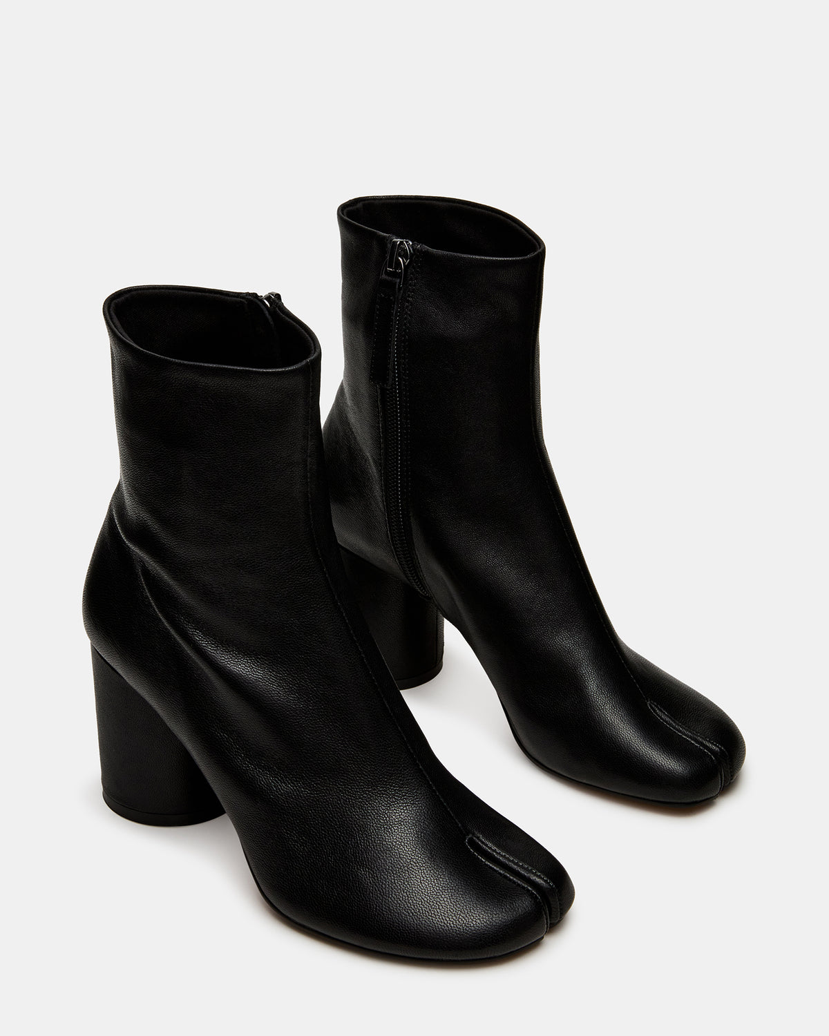 CARO Black Leather Tabi Split-Toe Block Heel Women's Ankle Boot | Steve Madden Premium