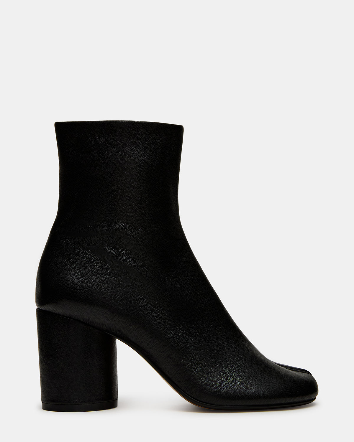 CARO Black Leather Tabi Split-Toe Block Heel Women's Ankle Boot | Steve Madden Premium