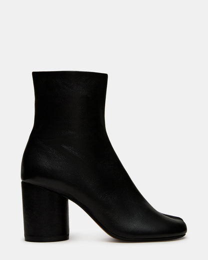 CARO Black Leather Tabi Split-Toe Block Heel Women's Ankle Boot | Steve Madden Premium