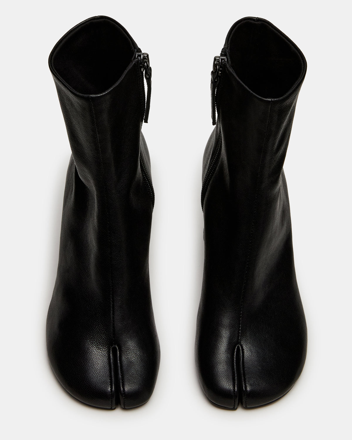 CARO Black Leather Tabi Split-Toe Block Heel Women's Ankle Boot | Steve Madden Premium