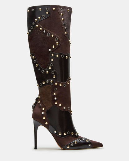 REVIVE Brown Multi Pointed-Toe Knee-High Stiletto Women's Boot | Steve Madden Smart Buy