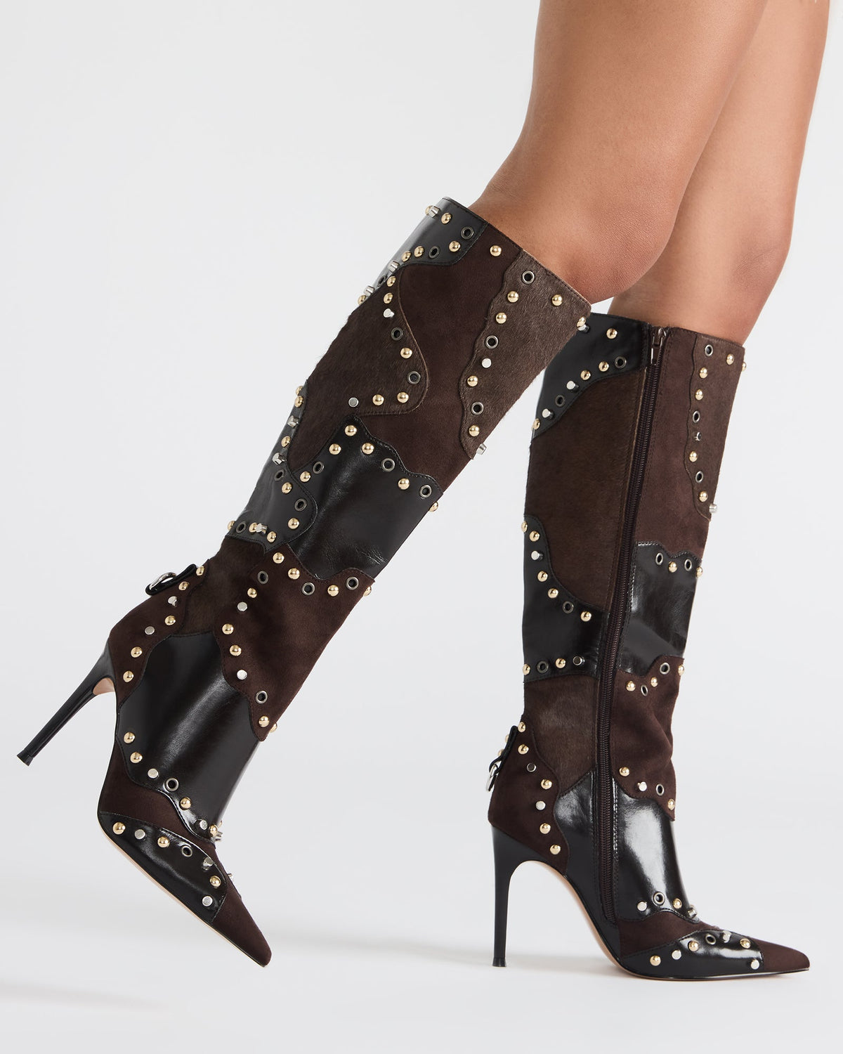 REVIVE Brown Multi Pointed-Toe Knee-High Stiletto Women's Boot | Steve Madden Smart Buy