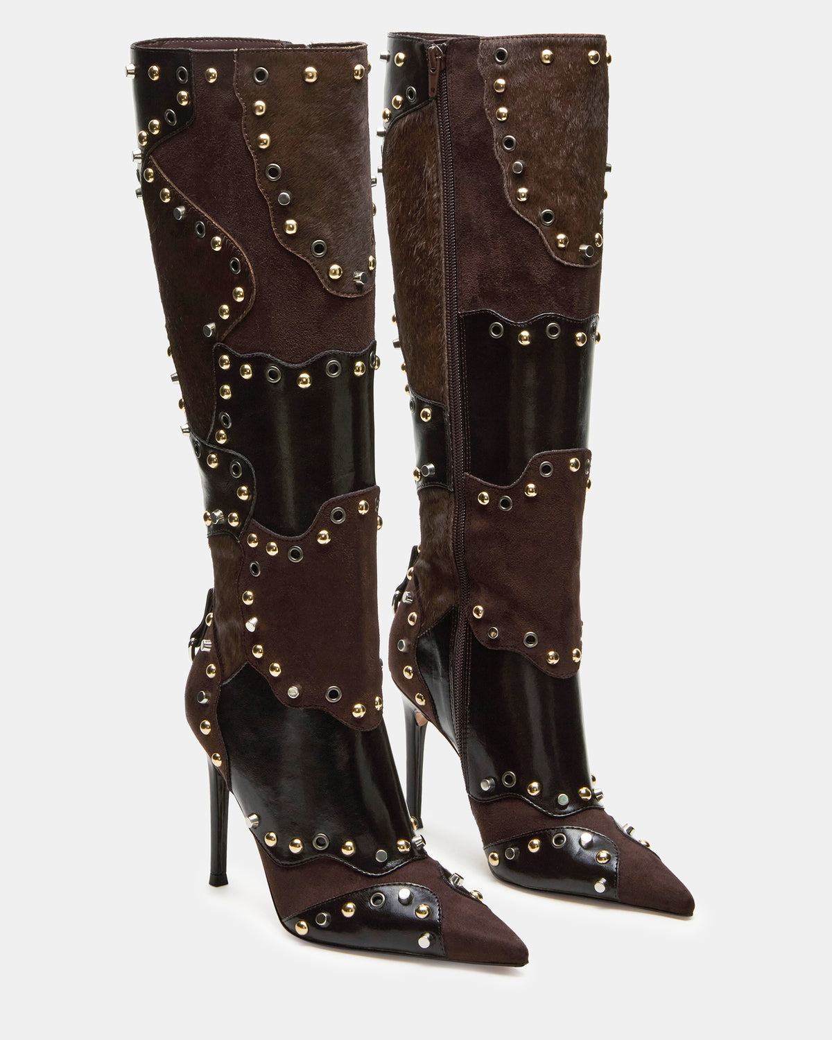REVIVE Brown Multi Pointed-Toe Knee-High Stiletto Women's Boot | Steve Madden Smart Buy