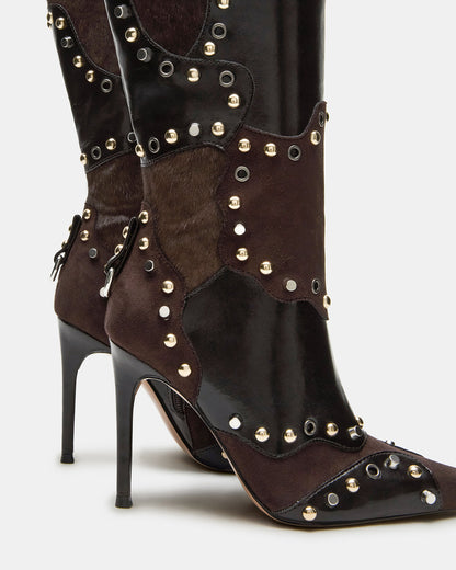 REVIVE Brown Multi Pointed-Toe Knee-High Stiletto Women's Boot | Steve Madden Smart Buy