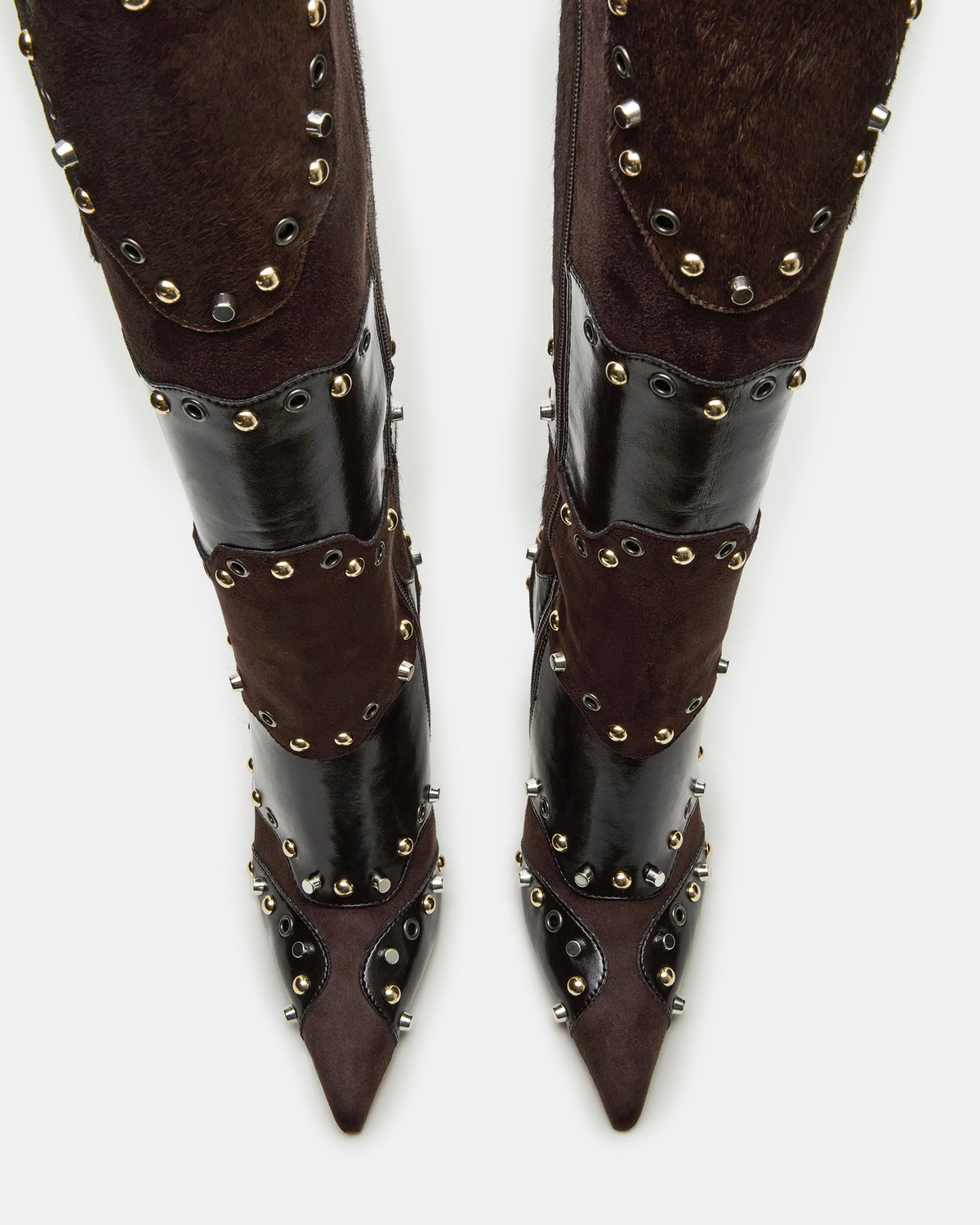 REVIVE Brown Multi Pointed-Toe Knee-High Stiletto Women's Boot | Steve Madden Smart Buy