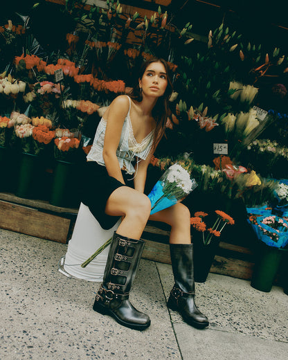 ROCKY Brown Distressed Women's Knee-High Moto Boots | Steve Madden Premium