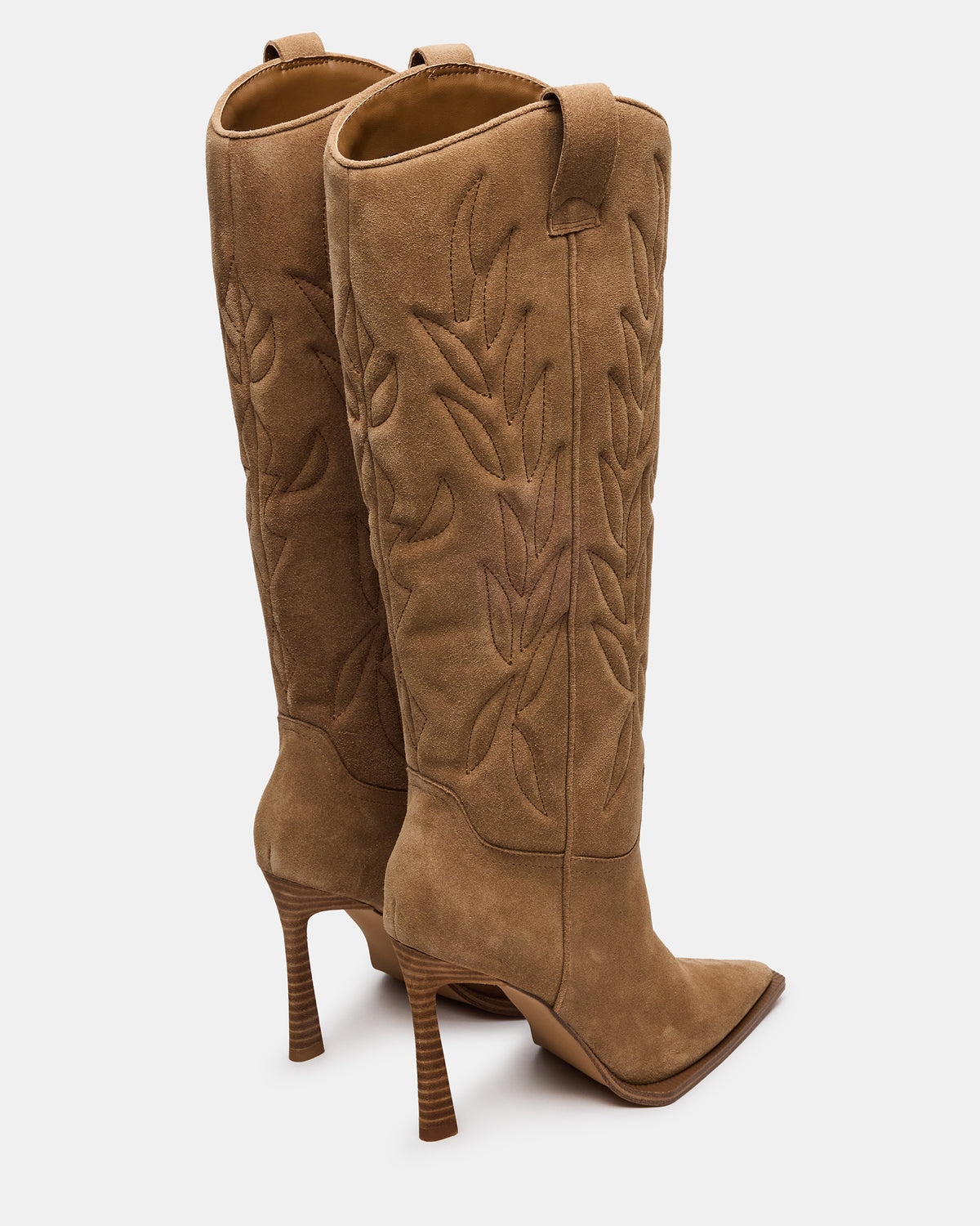 KINZEE Taupe Suede Pointed-Toe Knee-High Western Stiletto Women's Boot | Steve Madden Discount