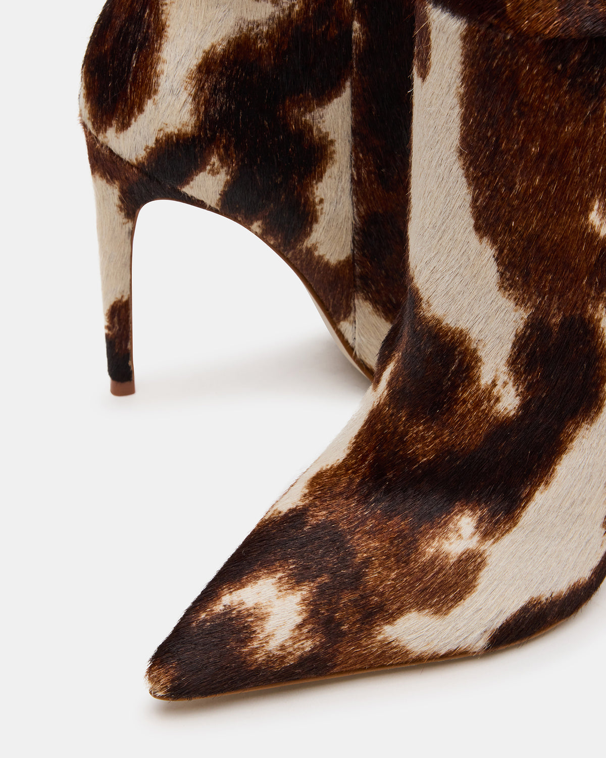 NITRO Brown Cow Print Pointed-Toe Stiletto Heel Knee-High Women's Boots | Steve Madden Premium
