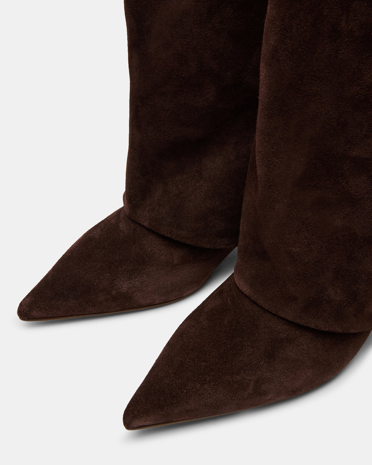 LUCA Brown Suede Pointed-Toe Cuffed Kitten Heel Women's Boot | Steve Madden Top Pick